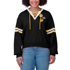 Pittsburgh Steelers WEAR by Erin Andrews Women's Lace-Up Pullover Sweatshirt - Black on sale