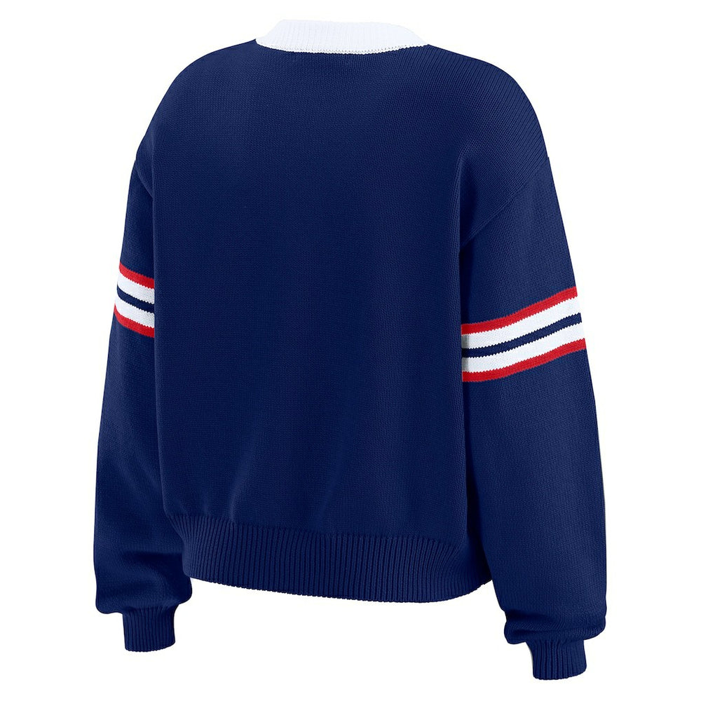 New York Giants WEAR by Erin Andrews Women's Lace-Up Pullover Sweatshirt - Royal sale