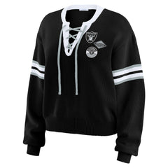 Las Vegas Raiders WEAR by Erin Andrews Women's Lace-Up Pullover Sweatshirt - Black online