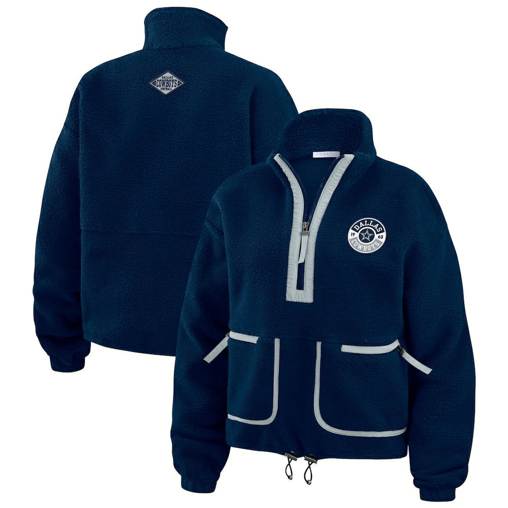 Dallas Cowboys WEAR by Erin Andrews Women's Polar Fleece Half-Zip Jacket - Navy for sale