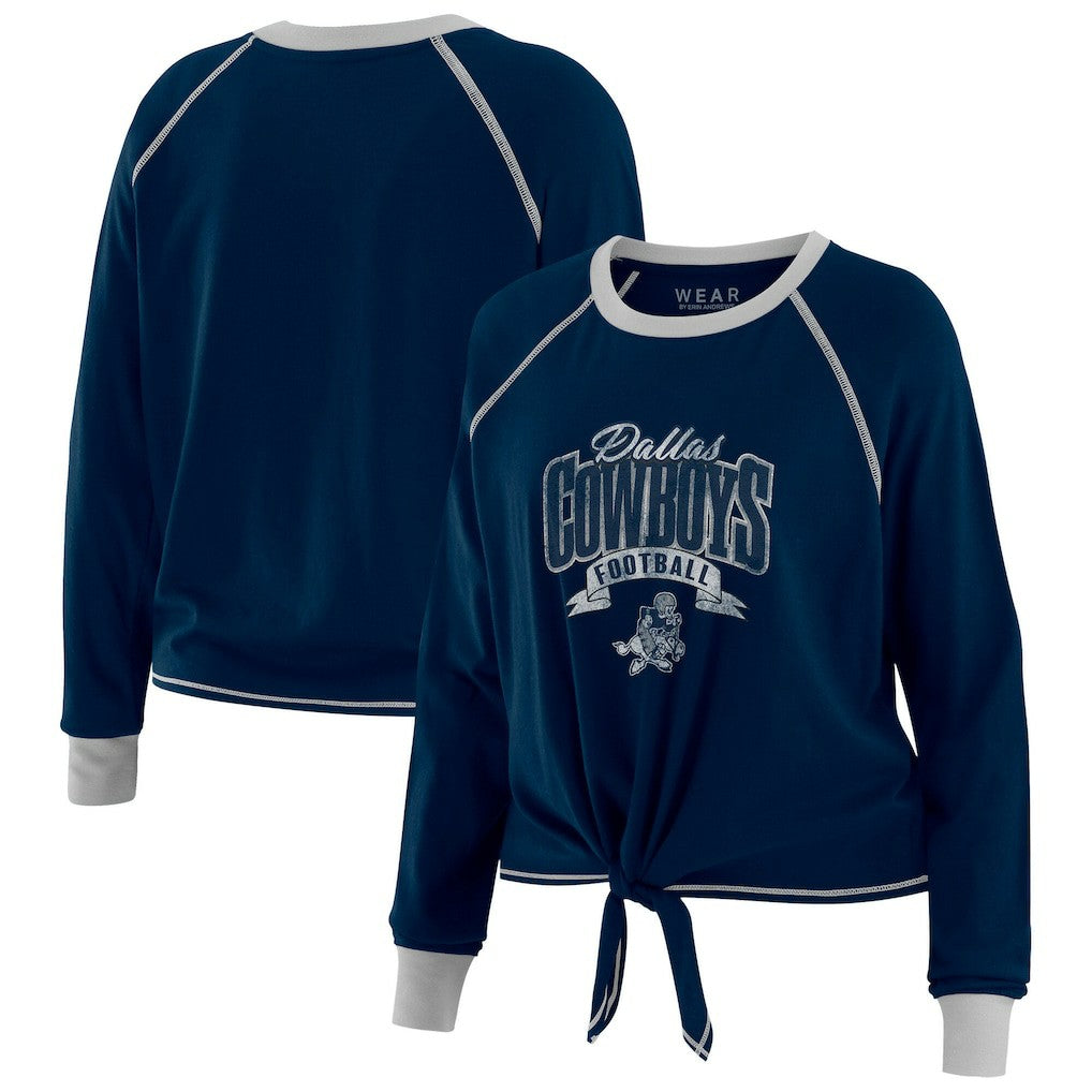 Dallas Cowboys WEAR by Erin Andrews Women's Tie-Front Long Sleeve Top - Navy/ online