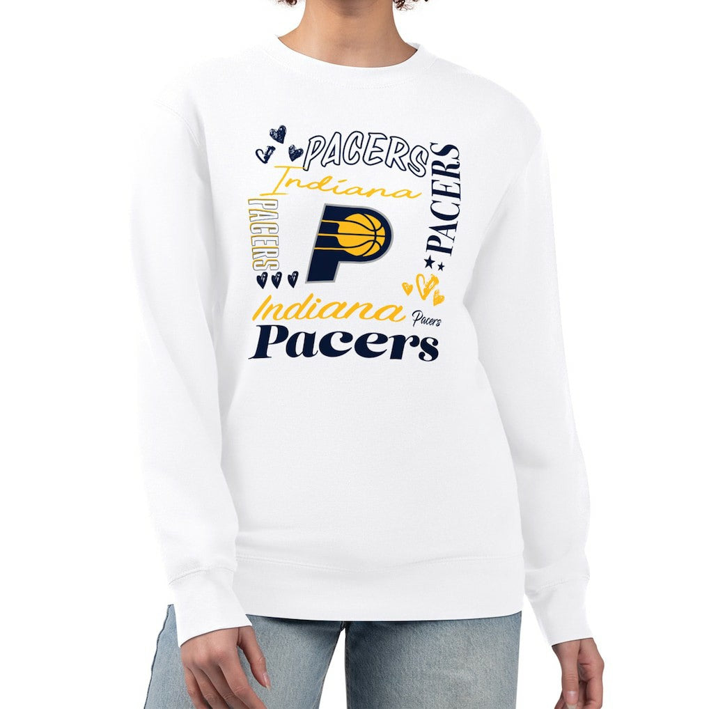 Indiana Pacers G-III 4Her by Carl Banks Women's Collage Team Graphic Fleece Pullover Sweatshirt - White for sale