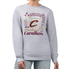 Cleveland Cavaliers G-III 4Her by Carl Banks Women's Collage Team Graphic Fleece Pullover Sweatshirt sale - Heather Gray shop