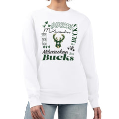 Milwaukee Bucks G-III 4Her by Carl Banks Women's Collage Team Graphic Fleece Pullover Sweatshirt - White discount