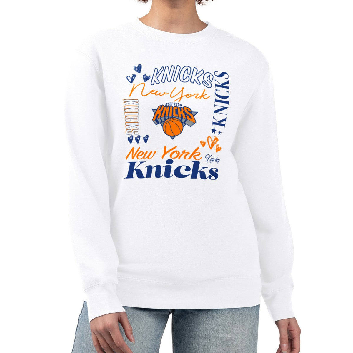 New York Knicks G-III 4Her by Carl Banks Women's Collage Team Graphic Fleece Pullover Sweatshirt - White outlet