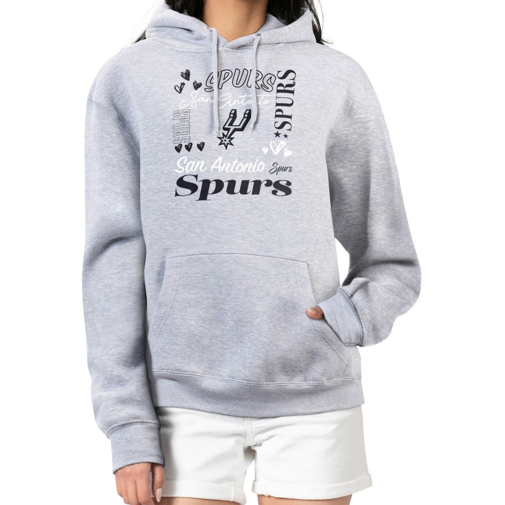 San Antonio Spurs G-III 4Her by Carl Banks Women's Team Collage Graphic Fleece Pullover Hoodie - Heather Gray shop