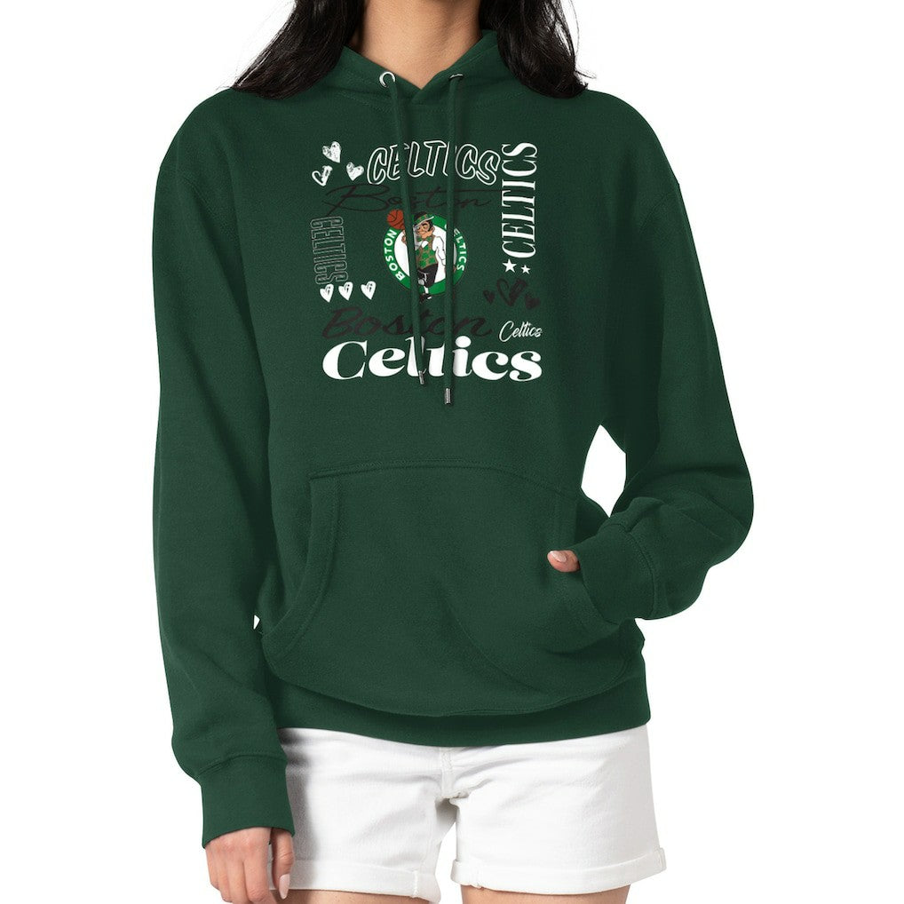 Boston Celtics G-III 4Her by Carl Banks Women's Team Collage Graphic Fleece Pullover Hoodie - Green on sale