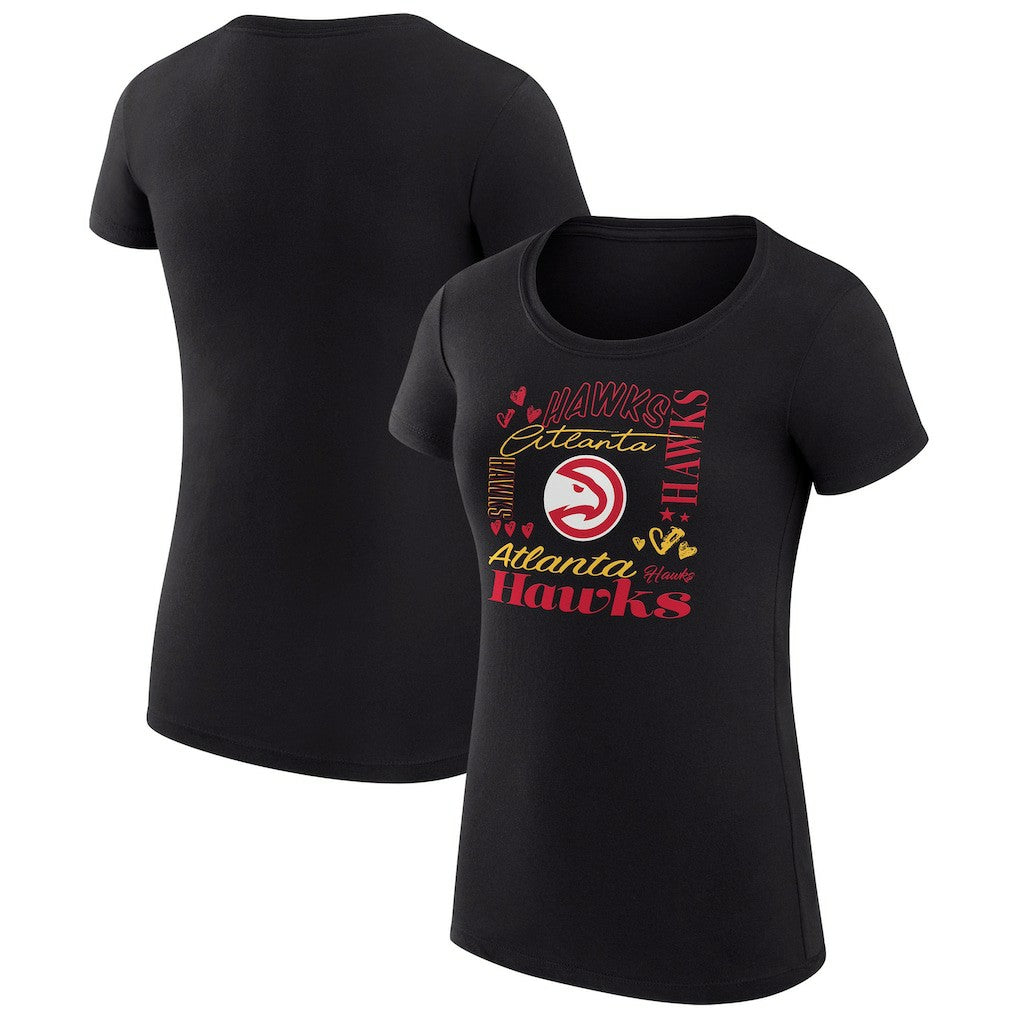 Atlanta Hawks G-III 4Her by Carl Banks Women's Super-Slim Fit Lightweight Team Name Collage Graphic T-Shirt - Black outlet