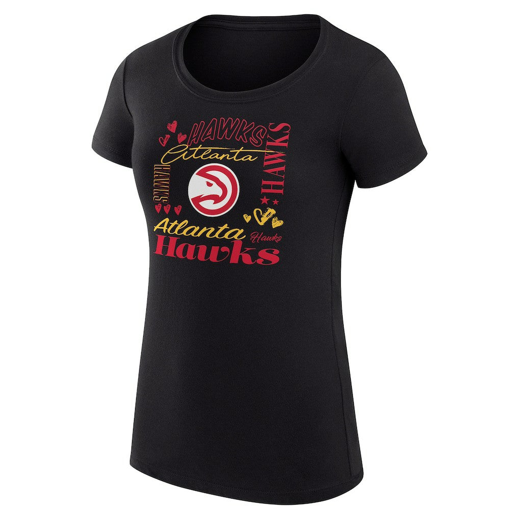 Atlanta Hawks G-III 4Her by Carl Banks Women's Super-Slim Fit Lightweight Team Name Collage Graphic T-Shirt - Black outlet