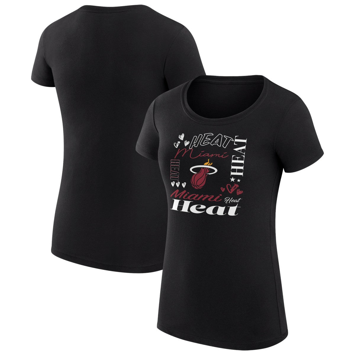 Miami Heat G-III 4Her by Carl Banks Women's Super-Slim Fit Lightweight Team Name Collage Graphic T-Shirt - Black outlet