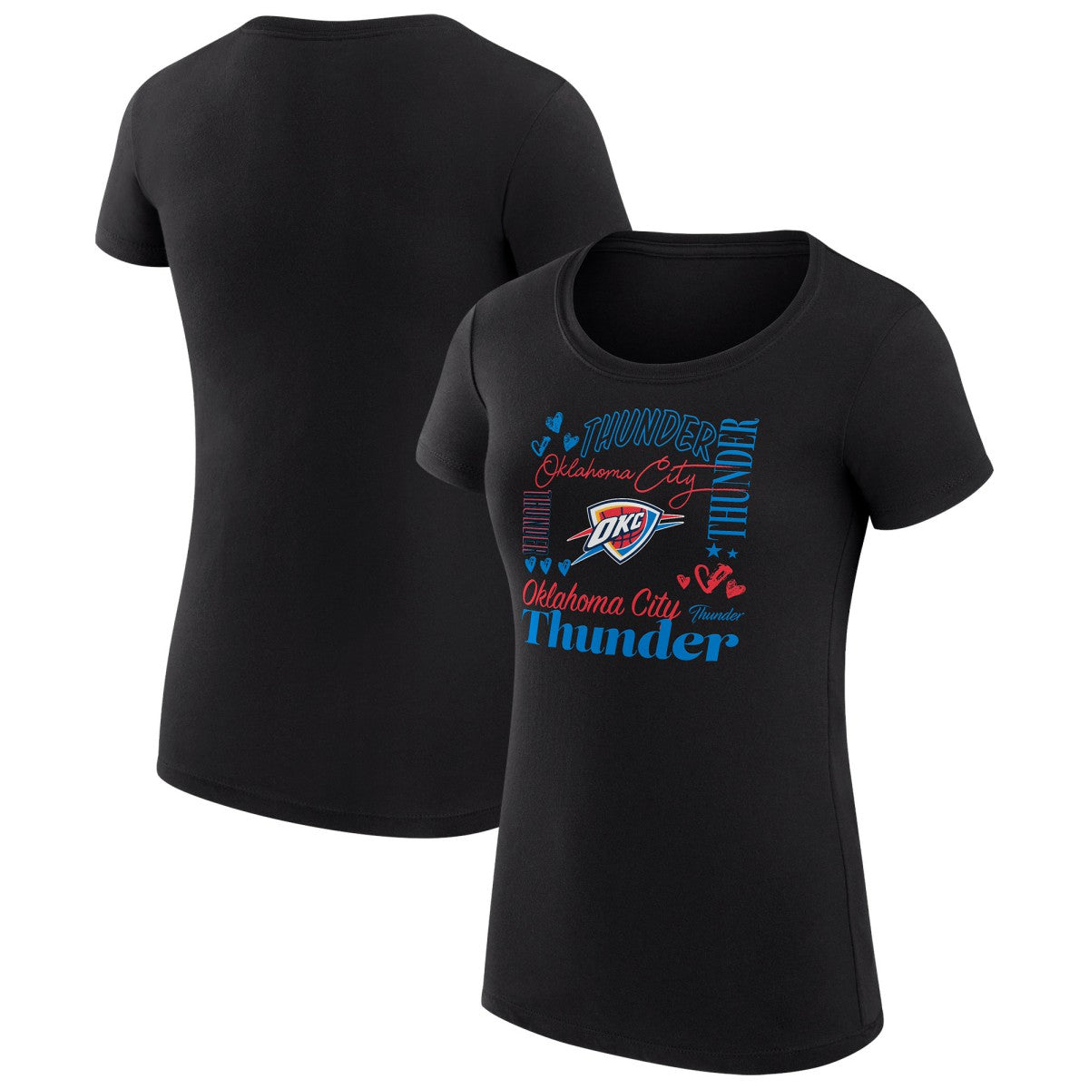 Oklahoma City Thunder G-III 4Her by Carl Banks Women's Super-Slim Fit Lightweight Team Name Collage Graphic T-Shirt - Black shop