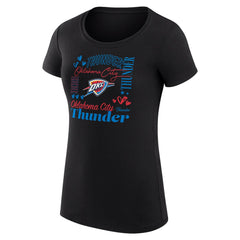 Oklahoma City Thunder G-III 4Her by Carl Banks Women's Super-Slim Fit Lightweight Team Name Collage Graphic T-Shirt - Black shop