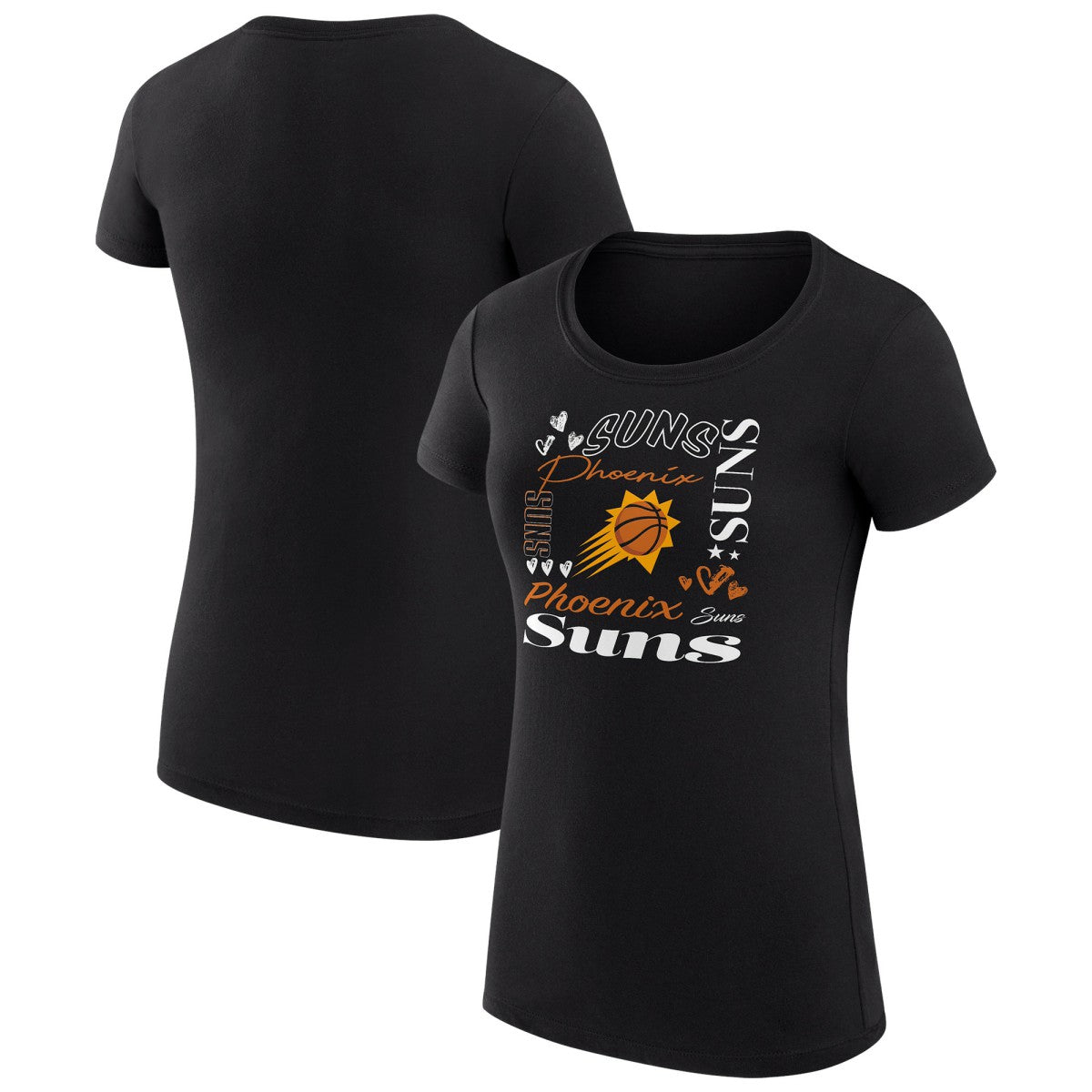 Phoenix Suns G-III 4Her by Carl Banks Women's Super-Slim Fit Lightweight Team Name Collage Graphic T-Shirt - Black discount