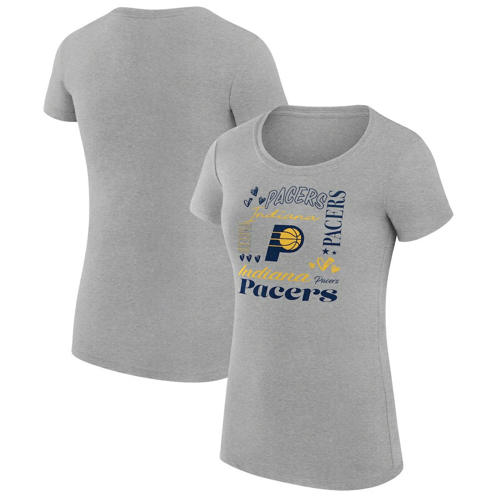 Indiana Pacers G-III 4Her by Carl Banks Women's Super-Slim Fit Lightweight Team Name Collage Graphic T-Shirt - Heather Gray outlet