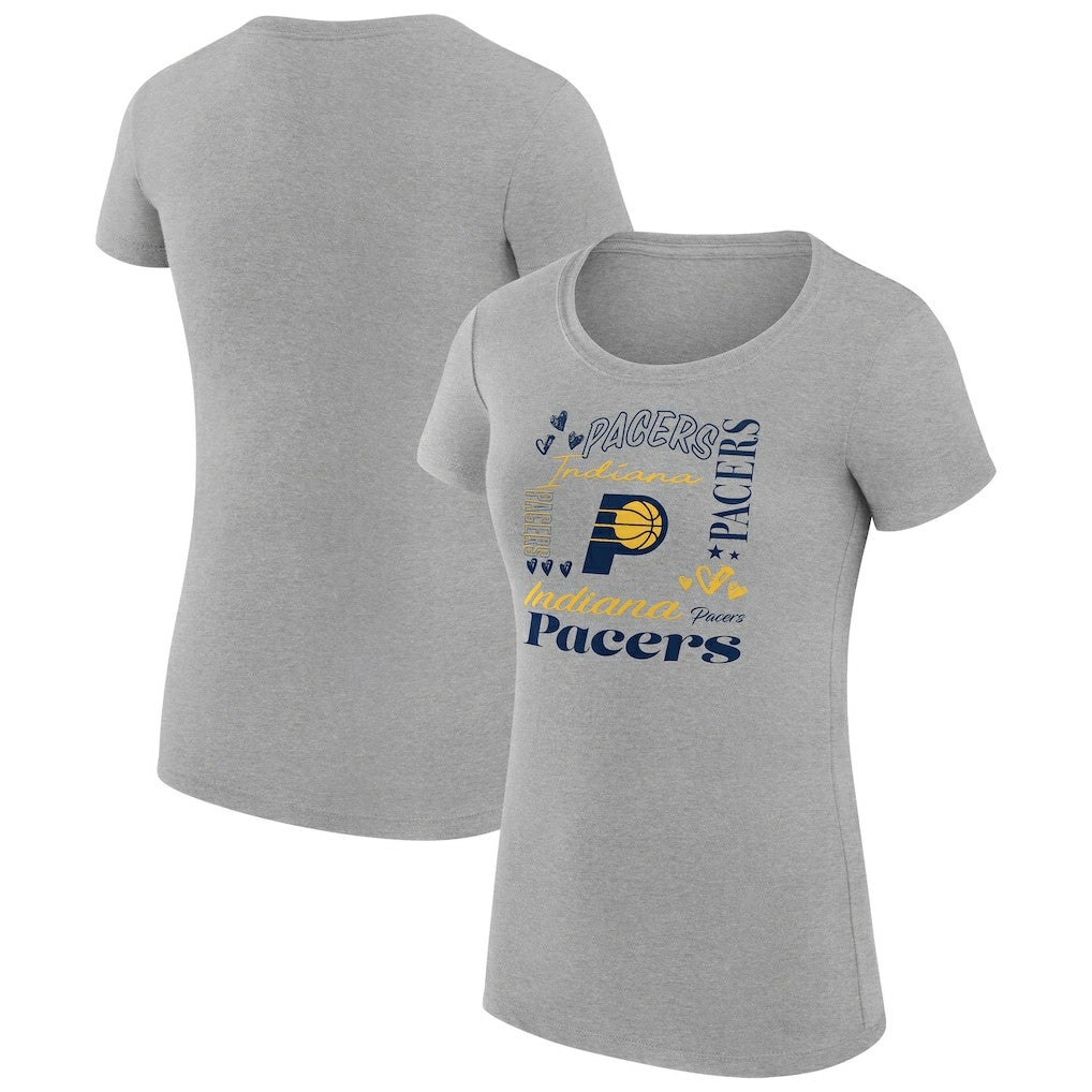 Indiana Pacers G-III 4Her by Carl Banks Women's Super-Slim Fit Lightweight Team Name Collage Graphic T-Shirt - Heather Gray outlet