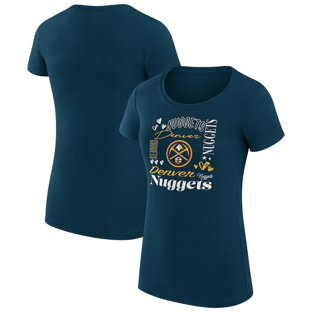 Denver Nuggets G-III 4Her by Carl Banks Women's Super-Slim Fit Lightweight Team Name Collage Graphic T-Shirt sale - Navy sale