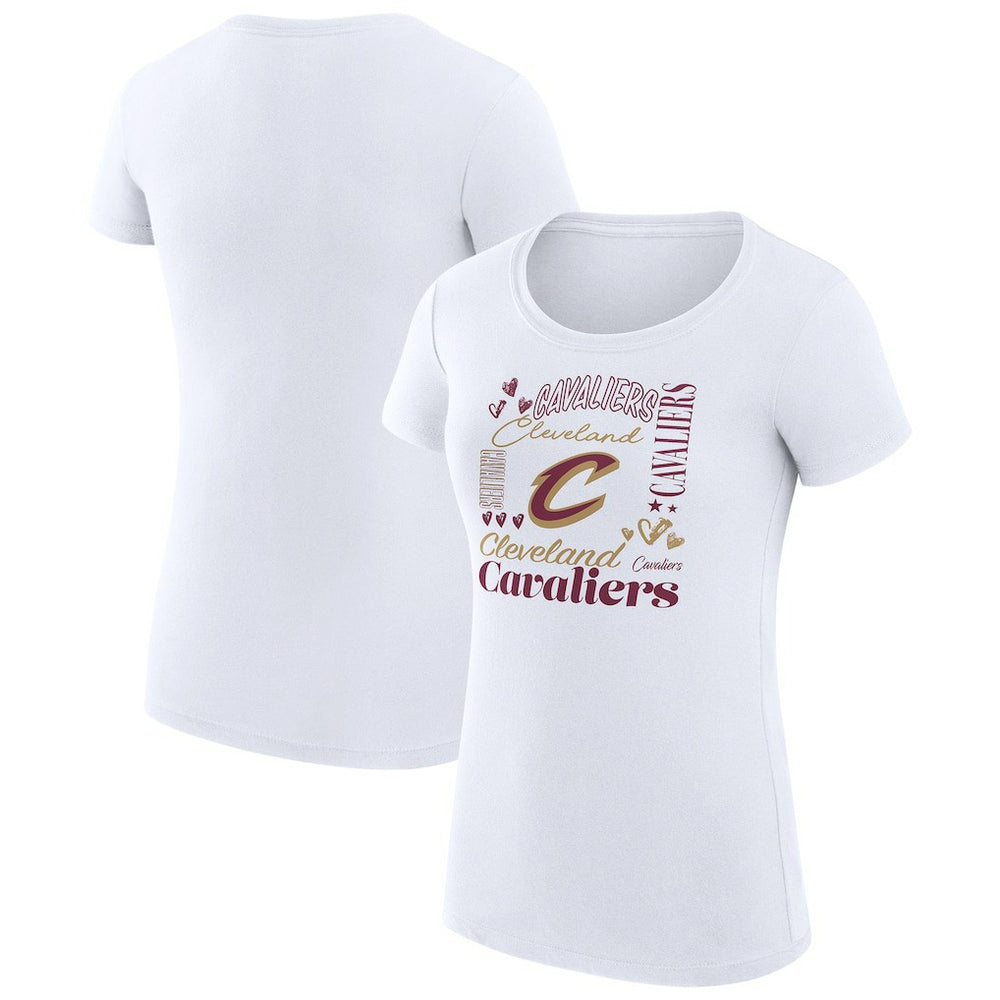 Cleveland Cavaliers G-III 4Her by Carl Banks Women's Super-Slim Fit Lightweight Team Name Collage Graphic T-Shirt sale - White sale