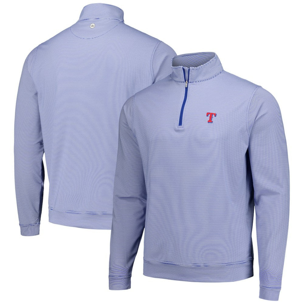 Texas Rangers Peter Millar Perth Sugar Stripe Performance Quarter-Zip Top - Royal