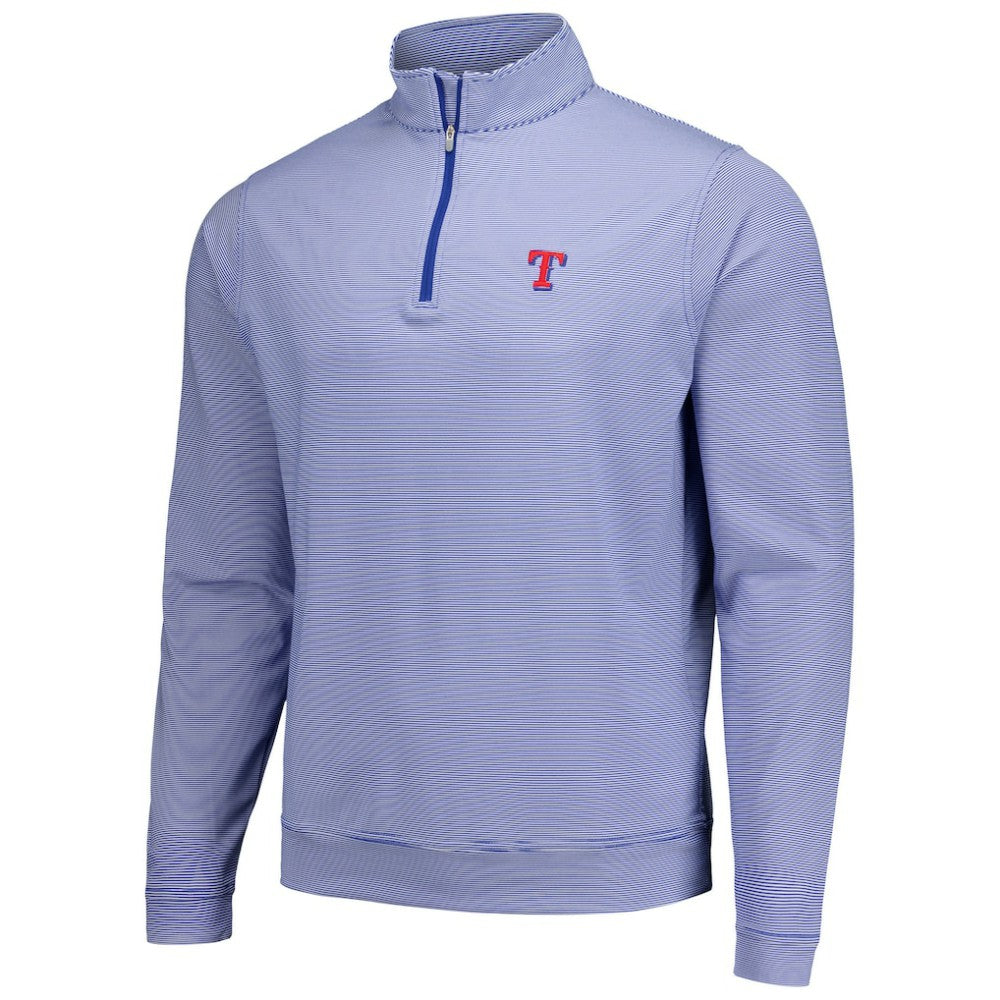 Texas Rangers Peter Millar Perth Sugar Stripe Performance Quarter-Zip Top - Royal