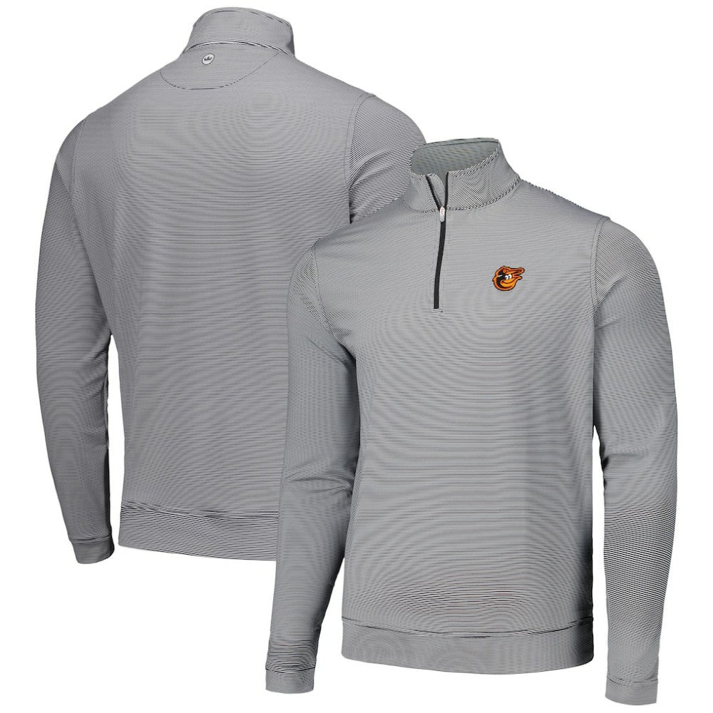 Baltimore Orioles Peter Millar Perth Sugar Stripe Performance Quarter-Zip Top - Black