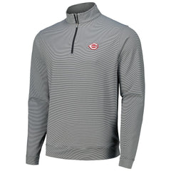 Cincinnati Reds Peter Millar Perth Sugar Stripe Performance Quarter-Zip Top - Black