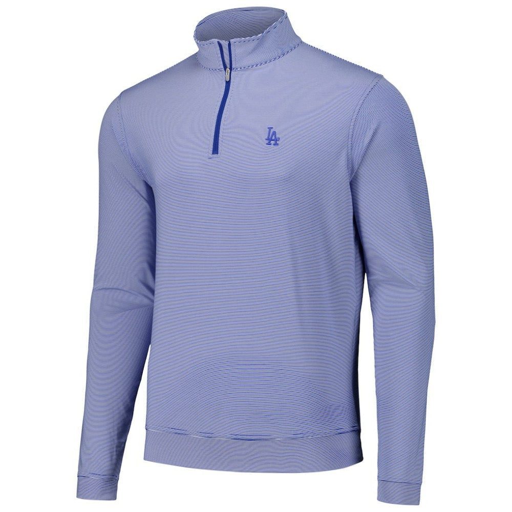 Los Angeles Dodgers Peter Millar Perth Sugar Stripe Performance Quarter-Zip Top - Royal