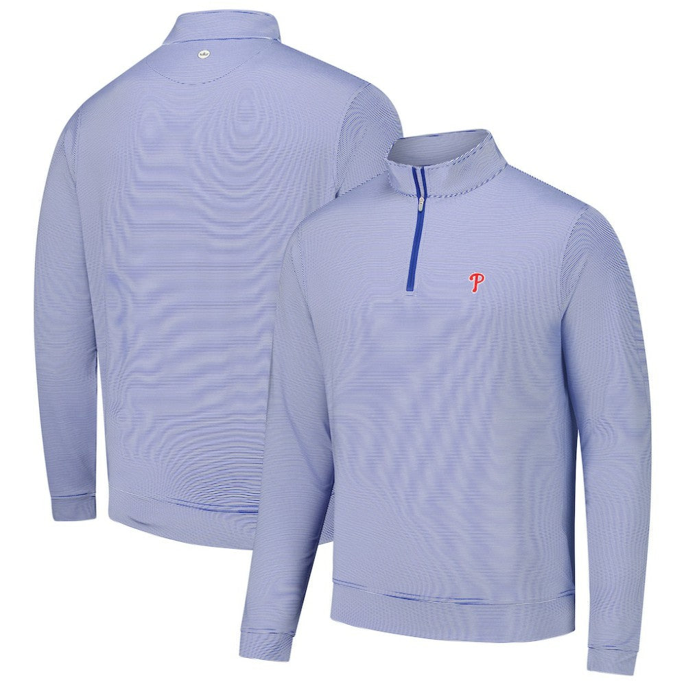 Philadelphia Phillies Peter Millar Perth Sugar Stripe Performance Quarter-Zip Top - Royal