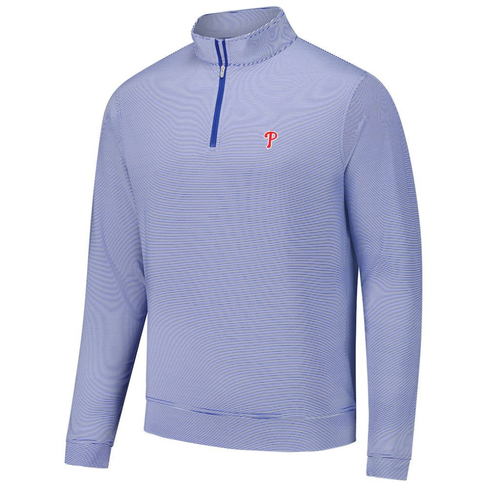 Philadelphia Phillies Peter Millar Perth Sugar Stripe Performance Quarter-Zip Top - Royal