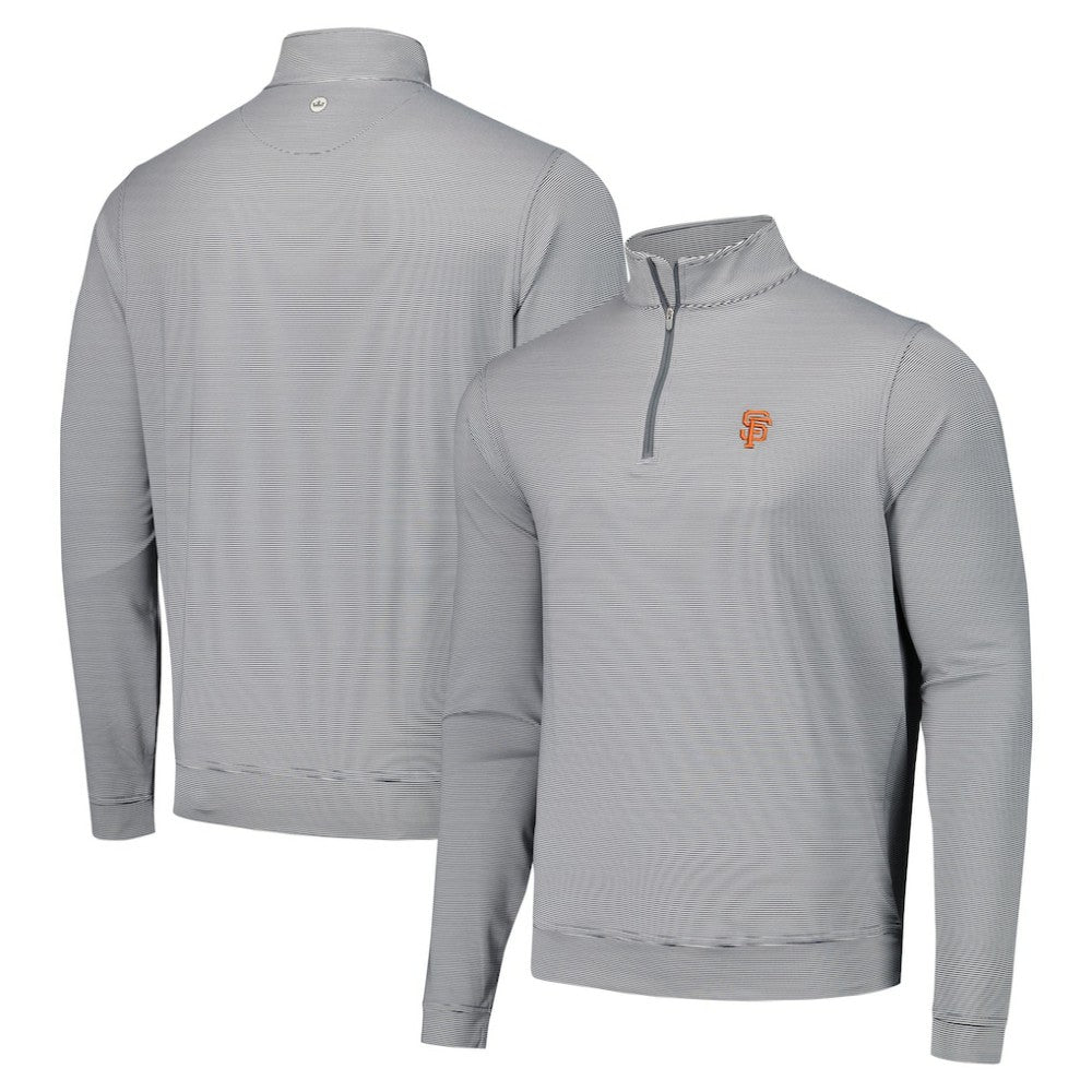 San Francisco Giants Peter Millar Perth Sugar Stripe Performance Quarter-Zip Top - Black