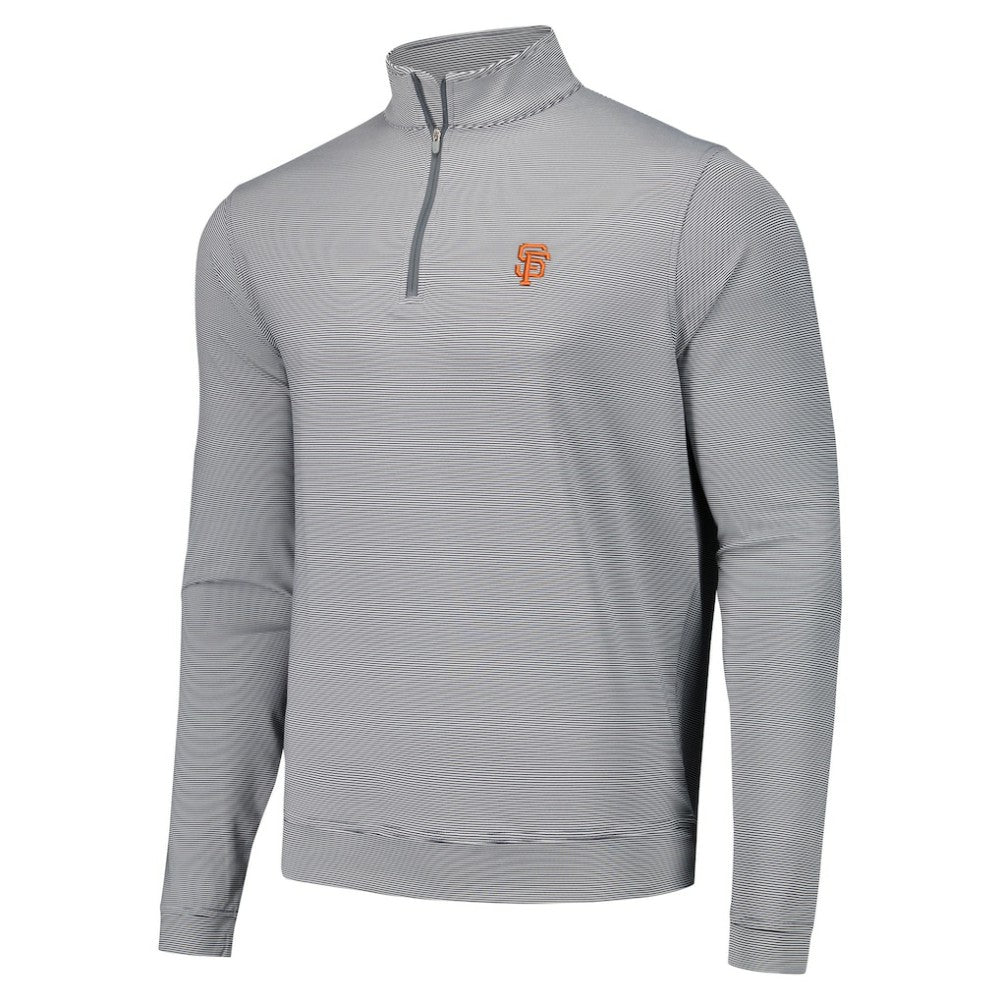 San Francisco Giants Peter Millar Perth Sugar Stripe Performance Quarter-Zip Top - Black