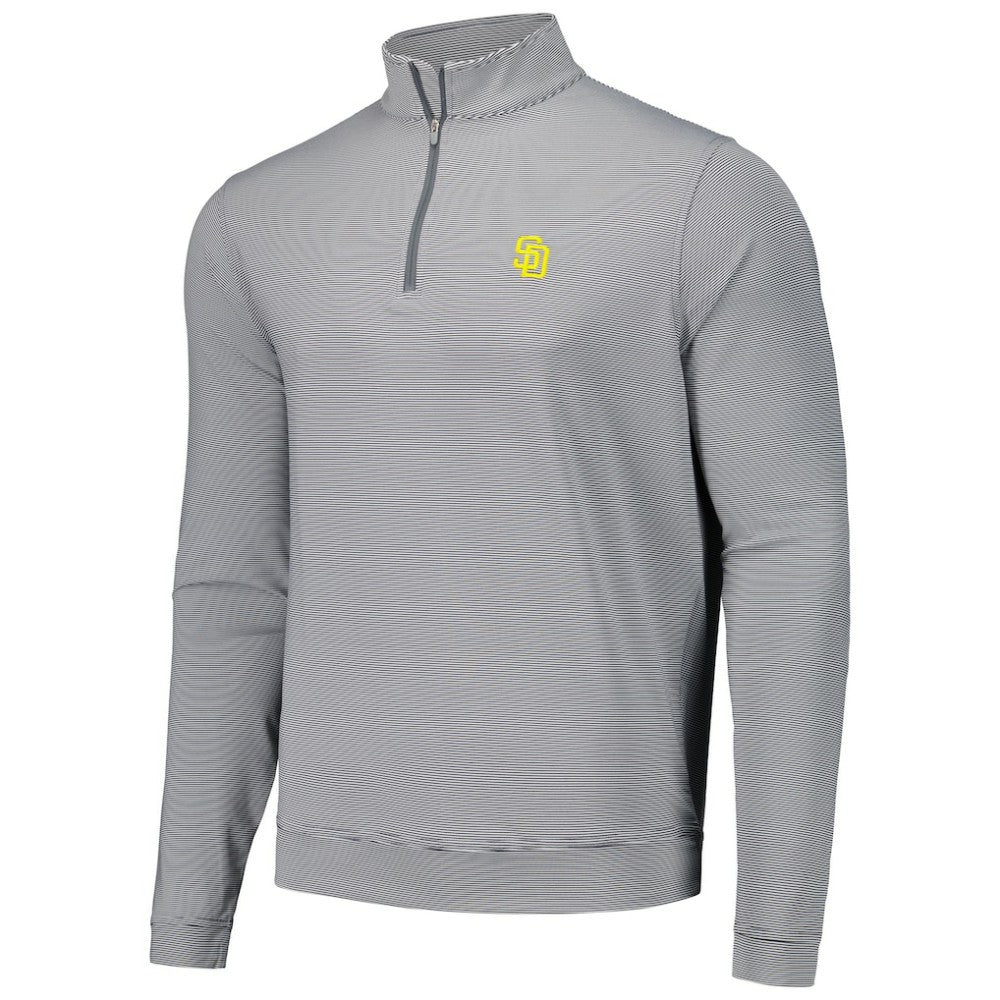 San Diego Padres Peter Millar Perth Sugar Stripe Performance Quarter-Zip Top - Black