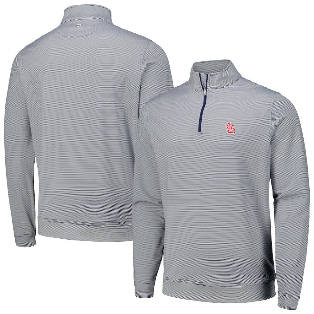 St. Louis Cardinals Peter Millar Perth Sugar Stripe Performance Quarter-Zip Top - Navy