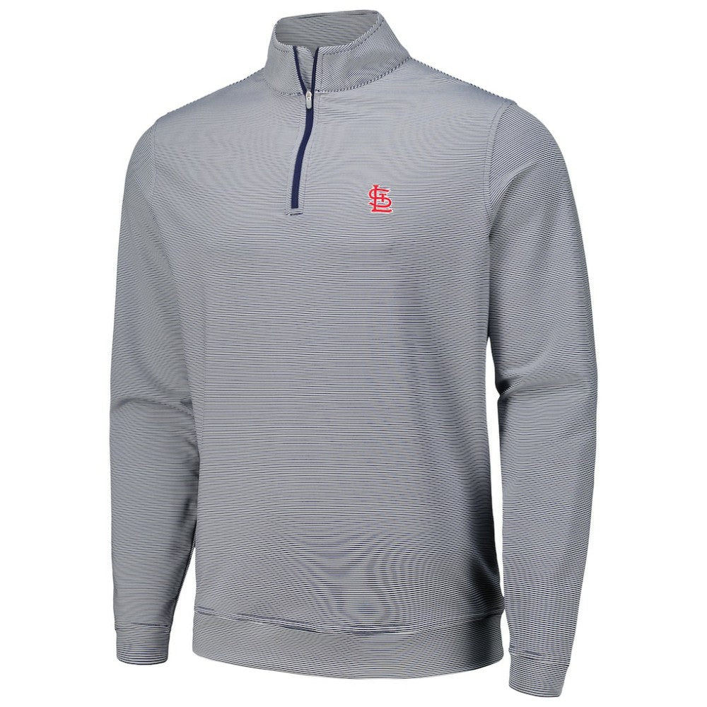 St. Louis Cardinals Peter Millar Perth Sugar Stripe Performance Quarter-Zip Top - Navy