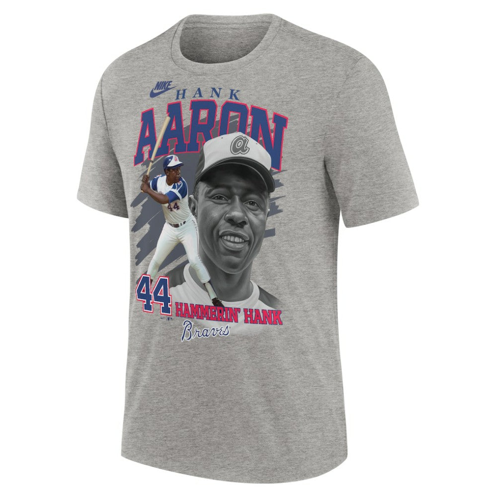 Hank Aaron Atlanta Braves Cooperstown Collection Player Local T-Shirt - Heather Gray | Nike