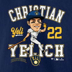 Christian Yelich Milwaukee Brewers Hometown Caricature T-Shirt - Navy