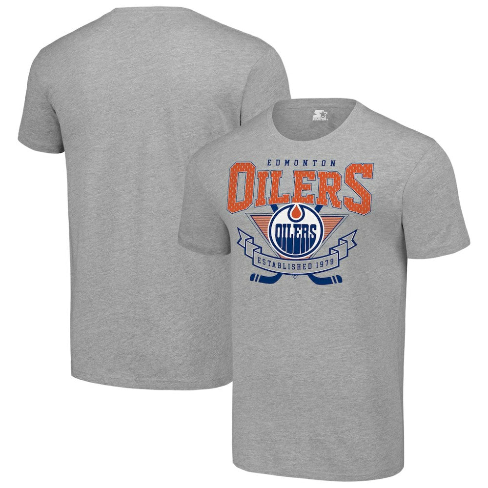 Edmonton Oilers Starter Team Logo Graphic T-Shirt Heather Gray