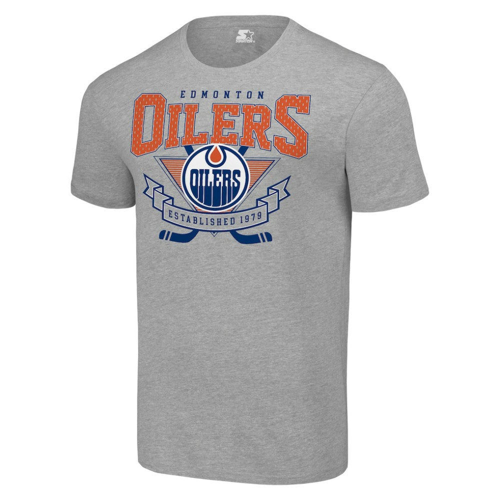 Edmonton Oilers Starter Team Logo Graphic T-Shirt Heather Gray