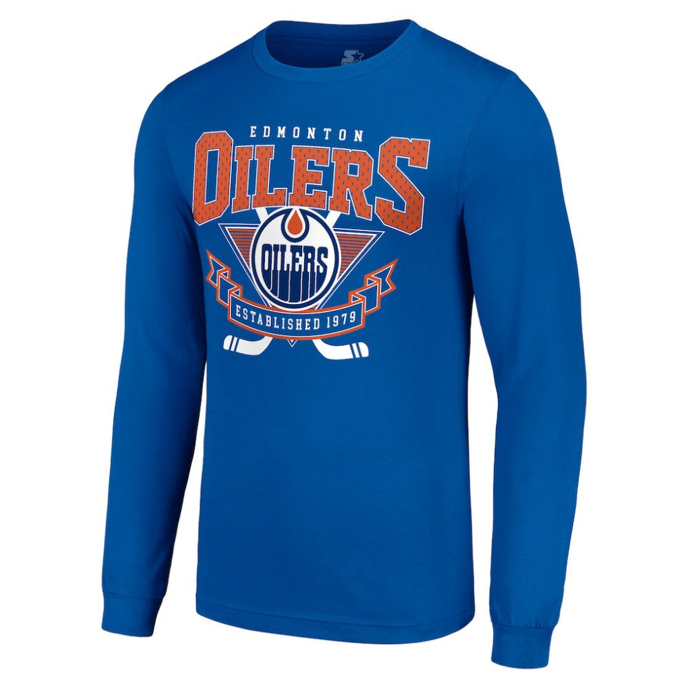 Edmonton Oilers Starter Team Logo Graphic Long Sleeve T-Shirt Royal