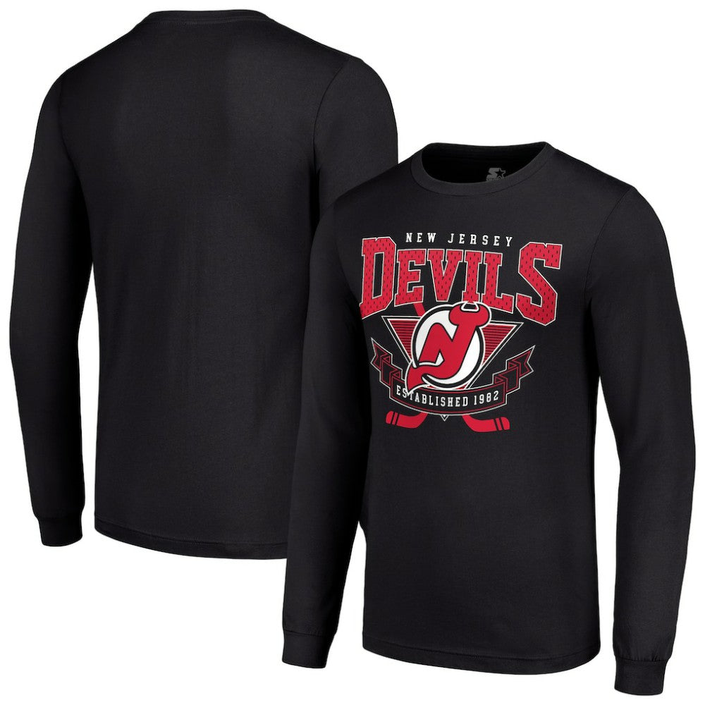 New Jersey Devils Starter Team Logo Graphic Long Sleeve T-Shirt Black
