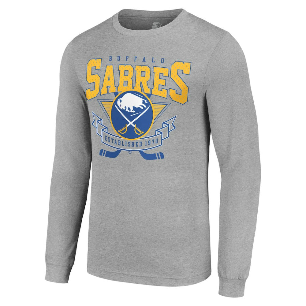 Buffalo Sabres Starter '80s Inspired Team Logo Long Sleeve T-Shirt Heather Gray