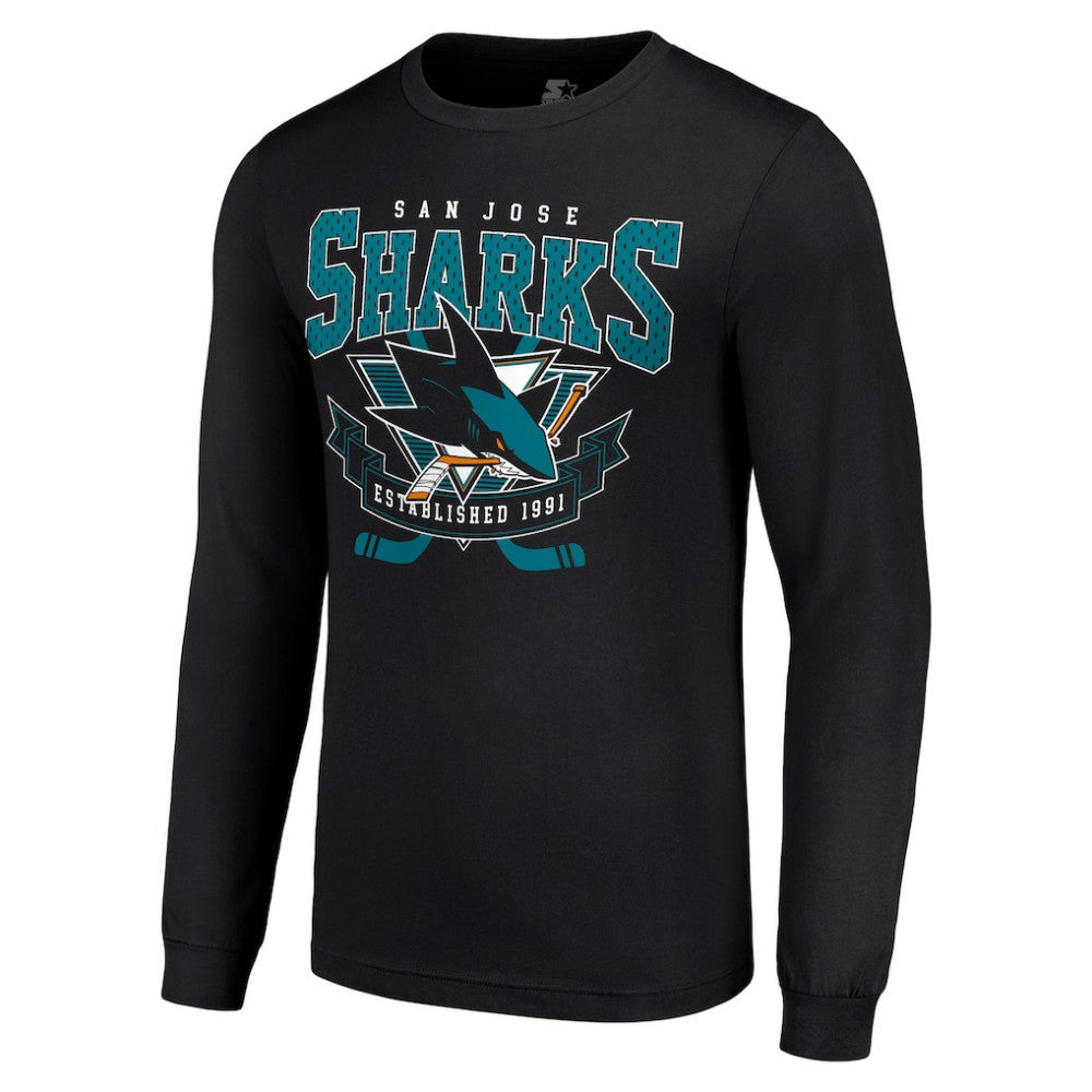 San Jose Sharks Starter Team Logo Graphic Long Sleeve T-Shirt Black
