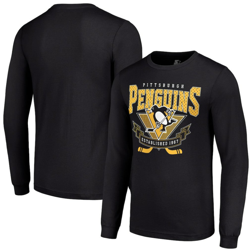 Pittsburgh Penguins Starter Team Logo Graphic Long Sleeve T-Shirt Black