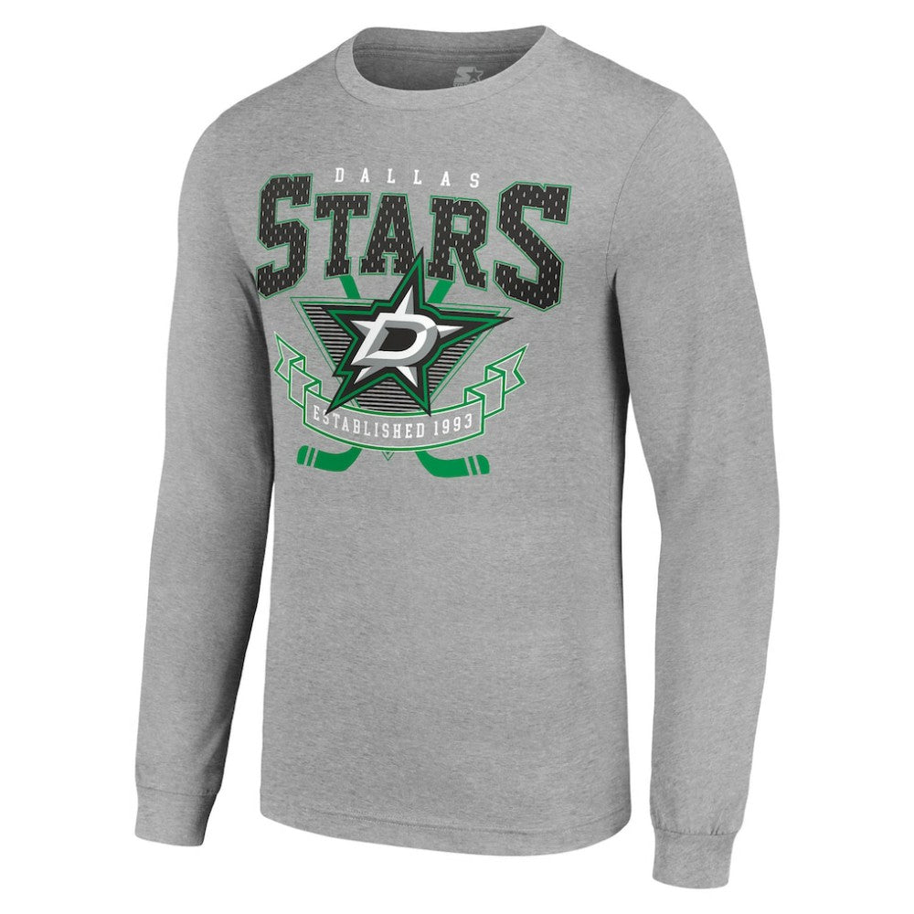 Dallas Stars Starter '80s Inspired Team Logo Long Sleeve T-Shirt Heather Gray