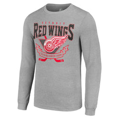Detroit Red Wings Starter '80s Inspired Team Logo Long Sleeve T-Shirt Heather Gray
