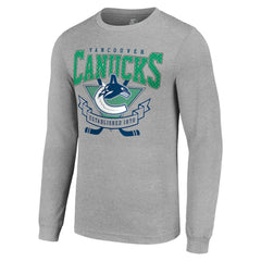 Vancouver Canucks Starter '80s Inspired Team Logo Long Sleeve T-Shirt Heather Gray