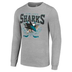 San Jose Sharks Starter '80s Inspired Team Logo Long Sleeve T-Shirt Heather Gray