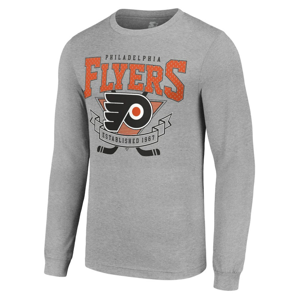 Philadelphia Flyers Starter '80s Inspired Team Logo Long Sleeve T-Shirt Heather Gray