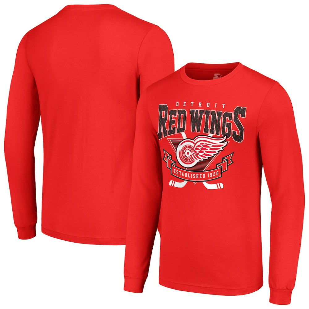 Detroit Red Wings Starter Team Logo Graphic Long Sleeve T-Shirt Red