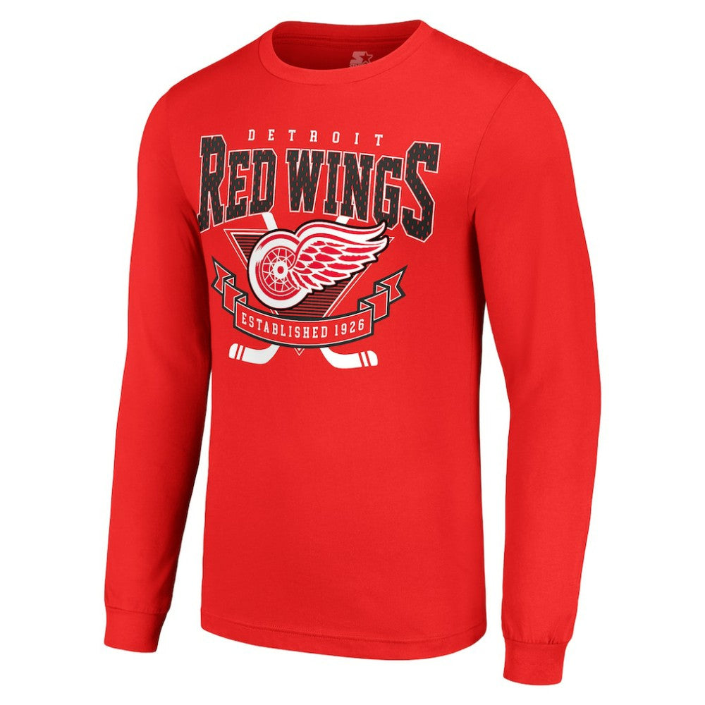 Detroit Red Wings Starter Team Logo Graphic Long Sleeve T-Shirt Red
