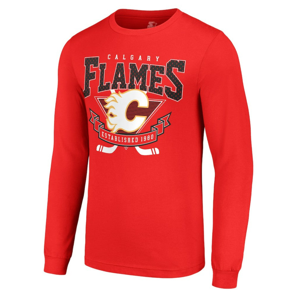 Calgary Flames Starter Team Logo Graphic Long Sleeve T-Shirt Red